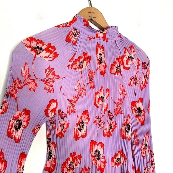 Belle Vere | Purple and Orange Floral Pleated Blouse Size XS - Picture 5 of 9